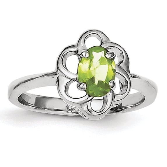 Sterling Silver Rhodium Peridot Ring