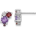 thumbnail image 1 of Sterling Silver Rhodium-Pl Amethyst Garnet And White Topaz Post Earrings (Width 6.8) (Length 11) - Jbsp, 1 of 5