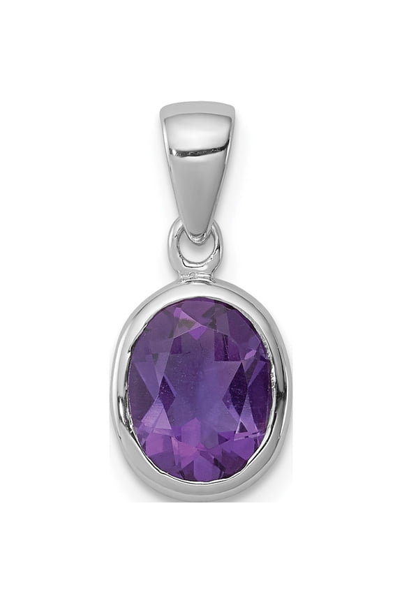 Sterling Silver Rhodium Planted Amethyst Pendant (16 X 7) Made In India qdx430