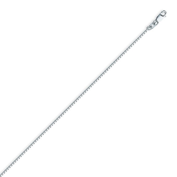 Sterling Silver Rhodium Plated 0.8mm Box Chain Necklace Lobster Claw Closure - 2.5 Grams - 24 Inch