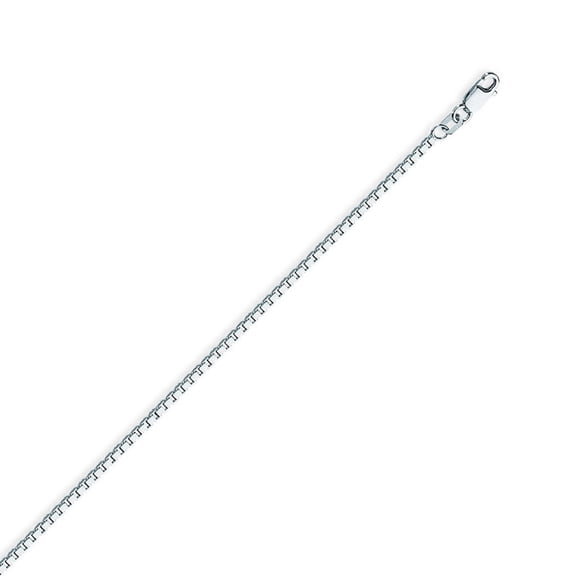 Sterling Silver Rhodium Plated 1.2mm Box Chain Necklace Lobster Claw Closure - 4.0 Grams - 20 Inch