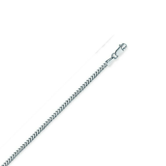 Sterling Silver Rhodium Plated 1.9mm Rd Franco Chain Necklace Lobster Claw Closure - 20 Inch