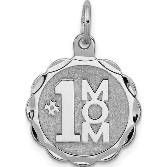 Jewelry by Sweet Pea Sterling Silver Rhodium-plated #1 Mom Disc Charm