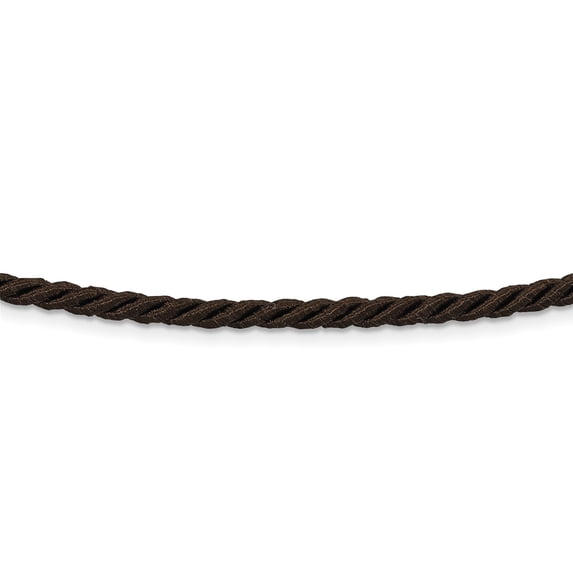 925 Sterling Silver Rhodium-plated 16inch Brown Satin Cord Necklace