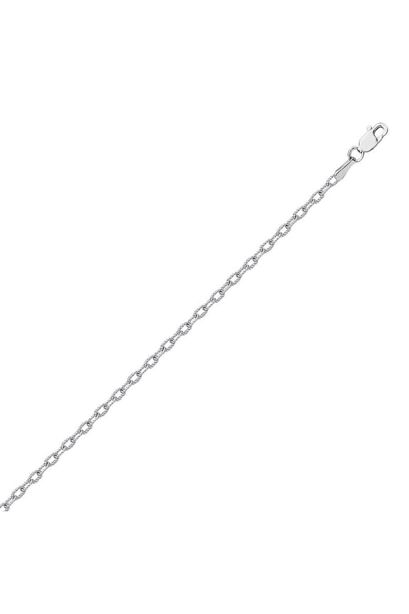 Sterling Silver Rhodium Plated 2.15mm Textured Forzantina Chain Necklace Lobster Lock - 16 Inch
