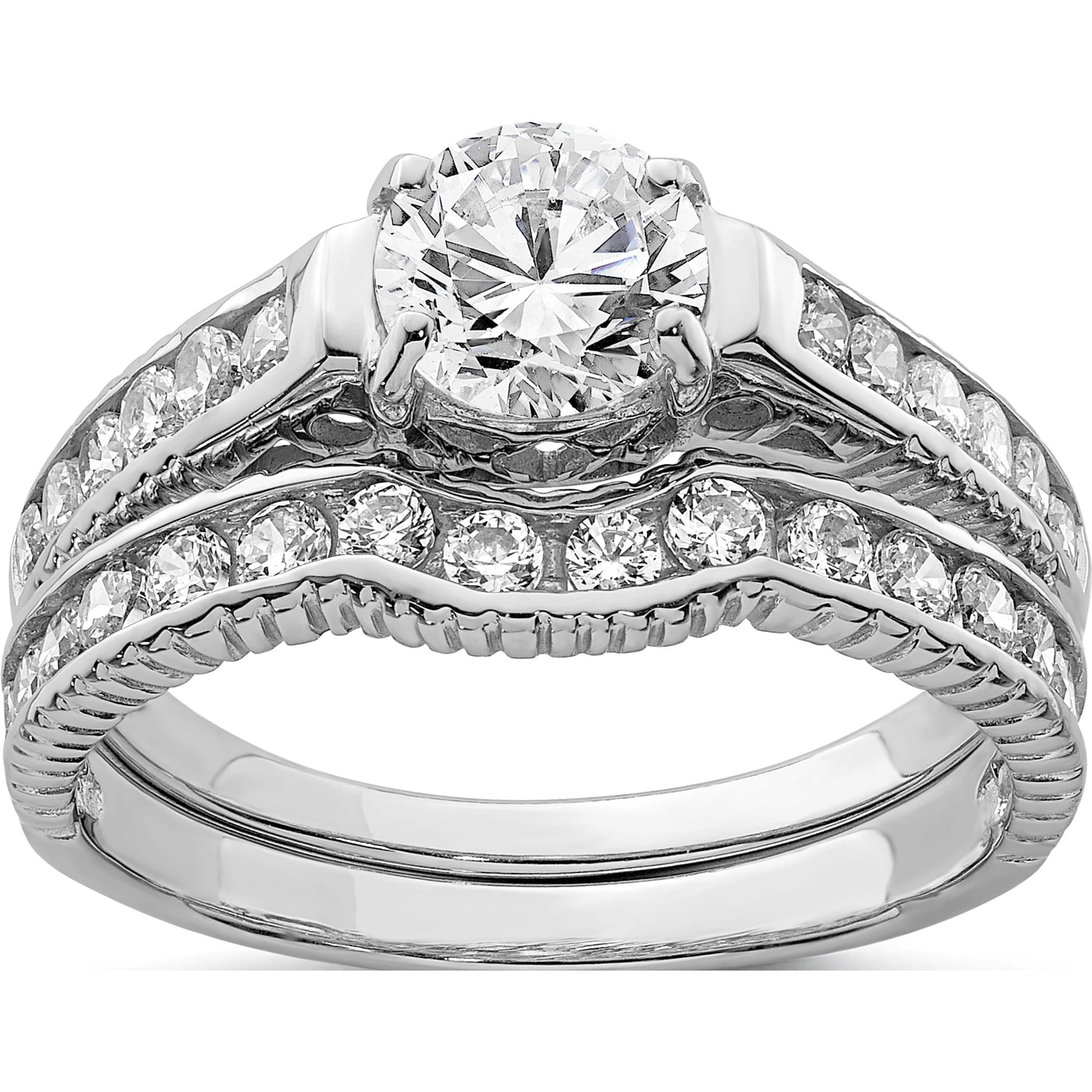 Rhodium plated shop wedding sets