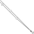 thumbnail image 1 of Sterling Silver Rhodium-Plated 2-Strand 9 In Plus 1In Ext. Heart Anklet (9 X 1) Made India qg4185-9, 1 of 5