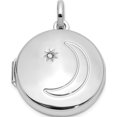thumbnail image 1 of Sterling Silver Rhodium-Plated 20Mm Diamond Moon/Star Round Locket (Width 20.8) (Length 27.1) - Jbsp, 1 of 5