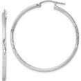 thumbnail image 1 of Sterling Silver Rhodium-Plated 2mm Polished/Satin Diamond-Cut Hoop Earrings (43 X 41) Made In Mexico qe4421, 1 of 5