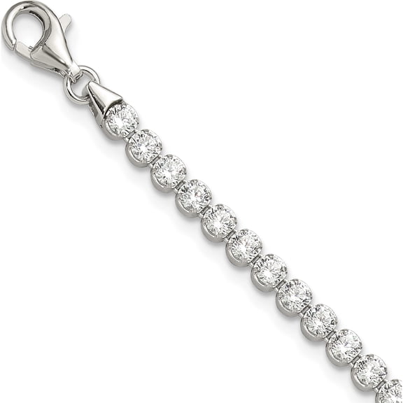 Sterling Silver Rhodium-Plated 3.5Mm Round Cz 7.5In Tennis Bracelet (Width 5.25) (Length 8) - Jbsp