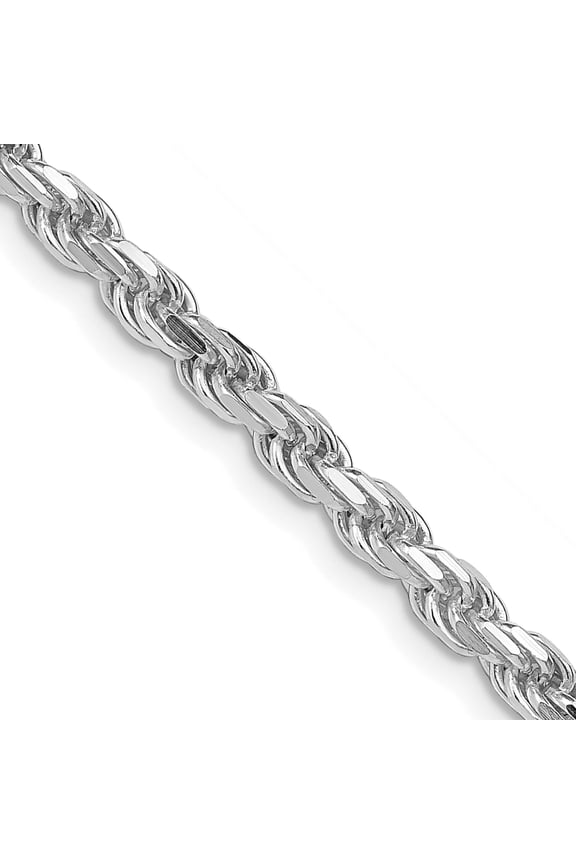 Sterling Silver Rhodium-Plated 3.5mm Diamond-Cut Rope Chain (22 X 3.5) Made In Italy qdc080r-22