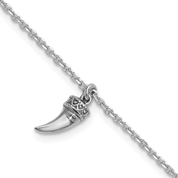 Sterling Silver Rhodium-Plated 3D Horn W/1 In Ext. Bracelet(Length 8) - Jbsp