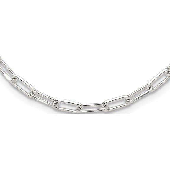 Sterling Silver Rhodium-Plated 4.2Mm Paperclip Link W/ 2In Ext Necklace (Width 4.2) (Length 20) - Jbsp