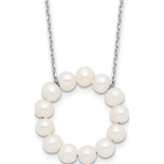 Sterling Silver Rhodium-Plated 4-5Mm Fwc Pearl Circle 18In Necklace (Width 1.3) (Length 18) - Jbsp