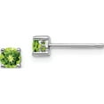 thumbnail image 1 of Sterling Silver Rhodium-Plated 4mm Round Peridot Post Earrings (4 X 4) Made In China qbe26aug, 1 of 6