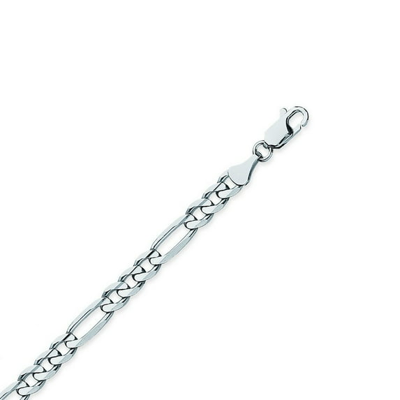 Sterling Silver Rhodium Plated 5.8mm Concave Figaro Chain Necklace Lobster Claw Closure - 20 Inch