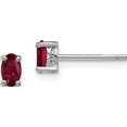 thumbnail image 1 of Sterling Silver Rhodium-Plated 5X3mm Oval Created Ruby Post Earrings (5 X 3) Made In China qbe29jul, 1 of 5
