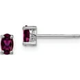 thumbnail image 1 of Sterling Silver Rhodium-Plated 5X3mm Oval Rhodolite Garnet Post Earrings (5 X 3) Made In China qbe29jun, 1 of 6