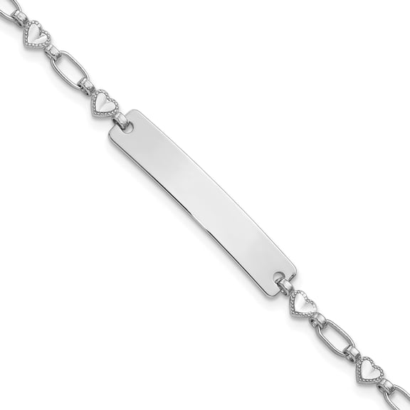 Jewelry by Sweet Pea Sterling Silver Rhodium-plated 6.5 inch Hearts ID Bracelet