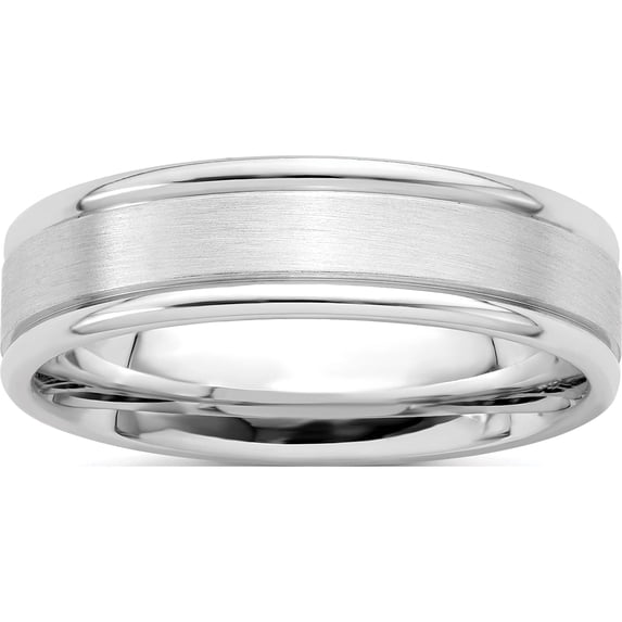 Sterling Silver Rhodium-Plated 6mm Brushed Fancy Band Size 12 Made In United States qwb119brh-12
