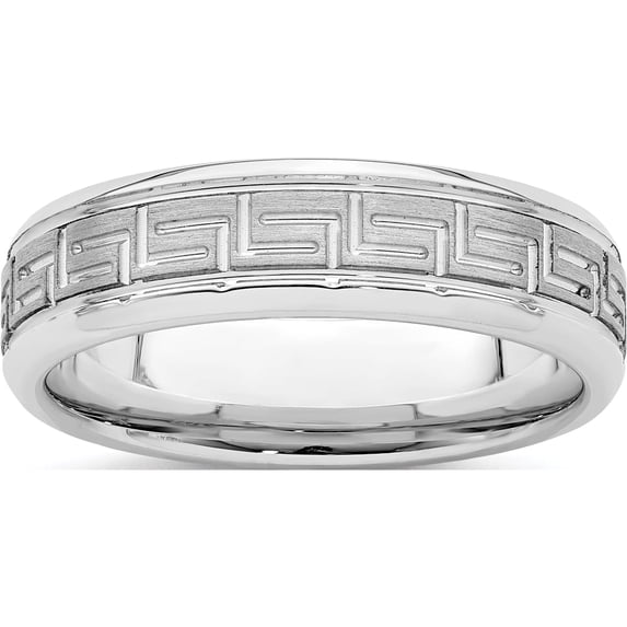 Sterling Silver Rhodium-Plated 6mm Brushed Fancy Band Size 7 Made In United States qwb110brh-7
