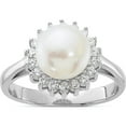 thumbnail image 1 of Sterling Silver Rhodium-Plated 8-9Mm White Fwc Pearl And Cz Ringsize 8 (Width 1.7 To 2.5) - Jbsp, 1 of 5