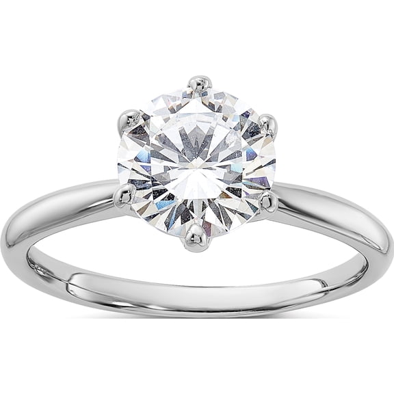 Sterling Silver Rhodium-Plated 9Mm Cz 6 Prong Solitaire Ringsize 7 (Width 1.8) - Jbsp