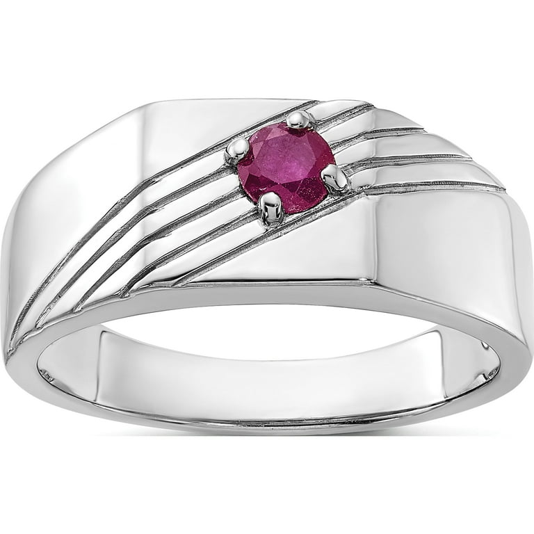Sterling Silver African Ruby Signet Men's Ring Sterling Silver African Ruby Signet Men's Ring