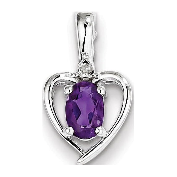 Sterling Silver Rhodium-Plated Amethyst & Diam. Pendant (16 X 10) Made In India qbpd19feb