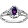 thumbnail image 1 of Sterling Silver Rhodium-Plated Amethyst & Diam. Ring (Size 10) Made In India qbr16feb-10, 1 of 5