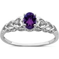 thumbnail image 1 of Sterling Silver Rhodium-Plated Amethyst & Diam. Ring (Size 7) Made In India qbr23feb-7, 1 of 5