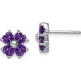 thumbnail image 1 of Sterling Silver Rhodium Plated Amethyst Flower Post Earrings (9 X 9) Made In India qdx367, 1 of 5