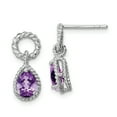 thumbnail image 1 of Sterling Silver Rhodium Plated Amethyst Pear Twisted Earrings Sterling Silver Earrings, 1 of 1