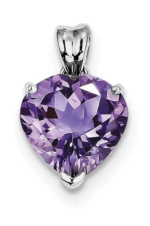 Sterling Silver Rhodium-Plated Amethyst Pendant Made In Thailand qp2902am