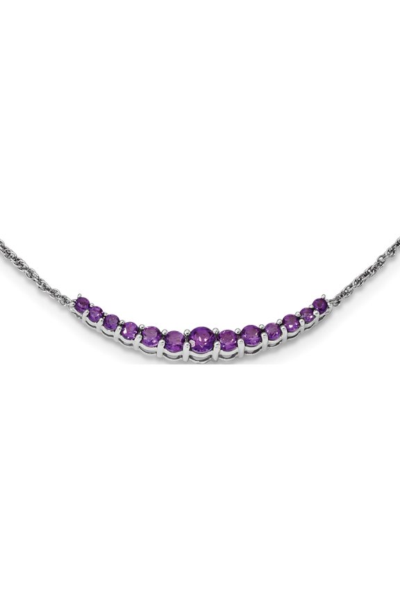 Sterling Silver Rhodium-Plated Amethyst Pendant With Necklace Made In India qx990am-18