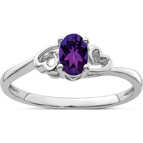 Sterling Silver Rhodium-Plated Amethyst Ring (Size 8) Made In China qbr15feb-8