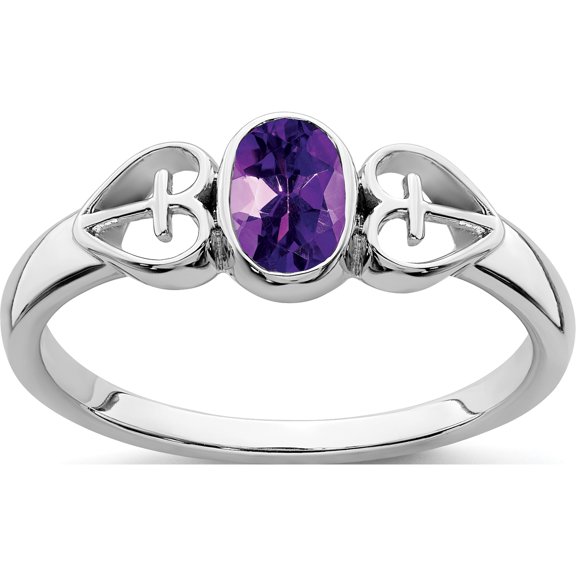 Jewelry by Sweet Pea Sterling Silver Rhodium-plated Amethyst Ring