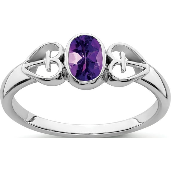 Sterling Silver Rhodium-Plated Amethyst Ringsize 7 (Width 1.6 To 6.8) - Jbsp