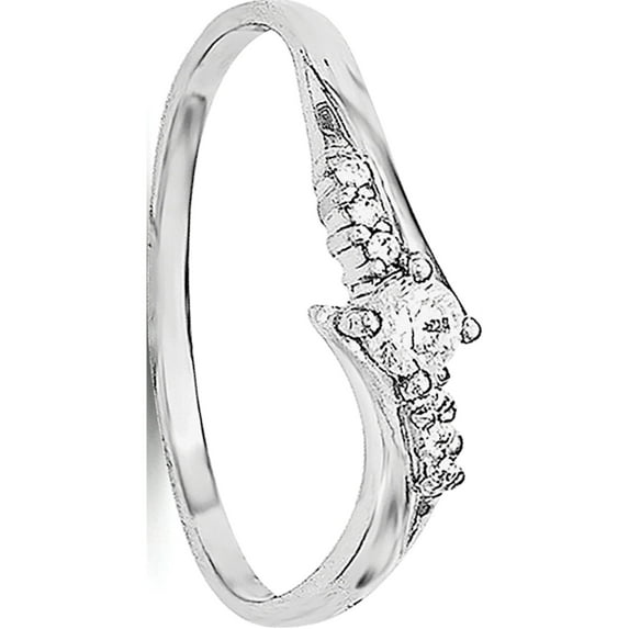 Sterling Silver Rhodium-Plated And Cz Ring (Size 6) Made In Thailand -Jewelry By Sweet Pea