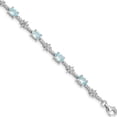 thumbnail image 1 of Sterling Silver Rhodium-Plated Aquamarine And Diamond Bracelet (7 X 4) Made In Thailand qx859aq, 1 of 5