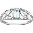 thumbnail image 1 of Sterling Silver Rhodium Plated Aquamarine Ring (Size 8) Made In India qr4503aq-8, 1 of 5