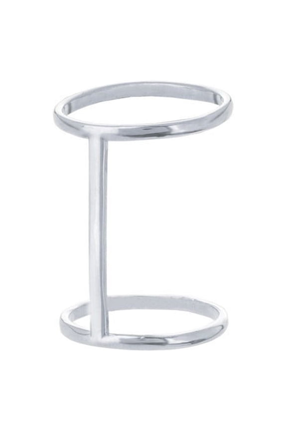 Sterling Silver Rhodium Plated Bar Connected Double Band Ring - 2.2 Grams - Size 6