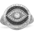thumbnail image 1 of Sterling Silver Rhodium-Plated Black And White Cz Evil Eye Ring (Size 7) Made In China qr6621-7, 1 of 5