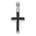 thumbnail image 1 of Sterling Silver Rhodium-Plated Black Enameled Cross Charm Made In United States qxr272, 1 of 2