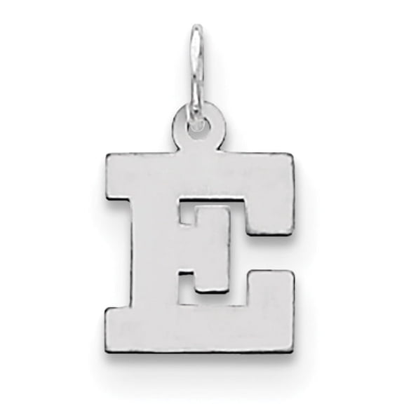 Sterling Silver Rhodium-Plated Block Letter E Initial Charm Made In United States qc5093e