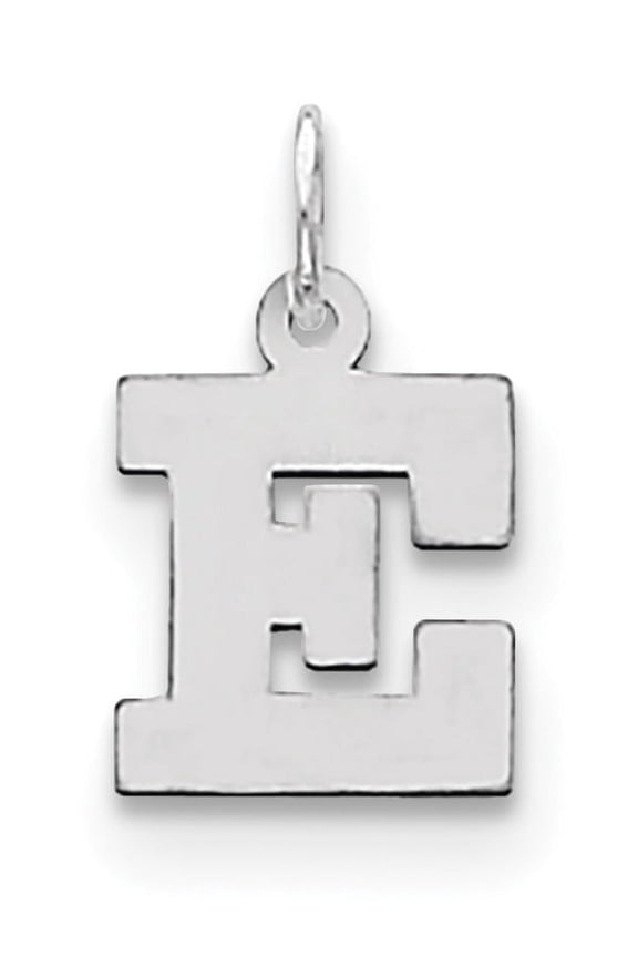 Sterling Silver Rhodium-plated Block Letter E Initial Charm