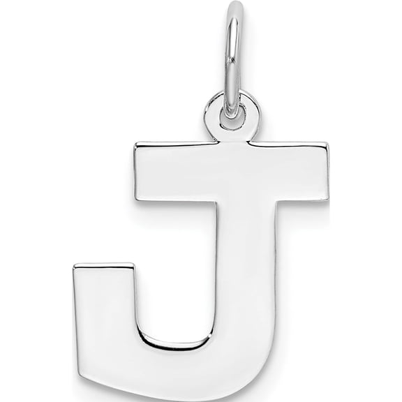 Sterling Silver Rhodium-Plated Block Letter J Initial Charm Made In United States qc5095j