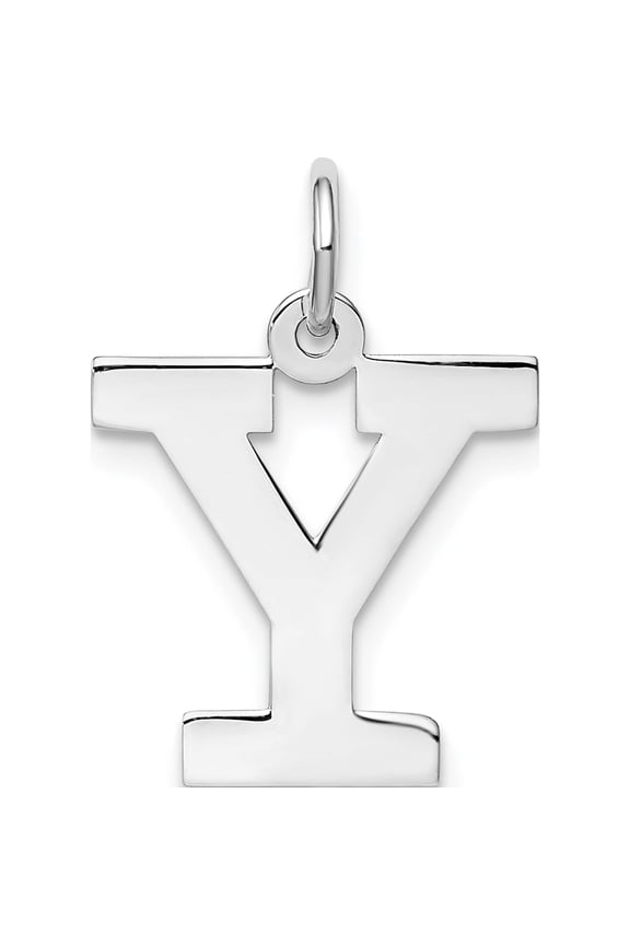 Sterling Silver Rhodium-Plated Block Letter Y Initial Charm Made In United States qc5095y