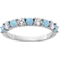 thumbnail image 1 of Sterling Silver Rhodium-Plated Blue Created Opal And Cz Ringsize 8 (Width 2) - Jbsp, 1 of 5