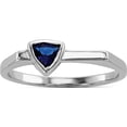 thumbnail image 1 of Sterling Silver Rhodium-Plated Blue Glass Stone Triangle Ring (Size 8) Made In China qr6773-8, 1 of 5